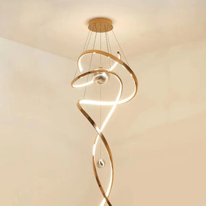 Stainless steel stair chandelier, gold/rose gold villa luxury chandelier, H80/H120/H180CM, RC dimming, customizable size Marie Antonette 